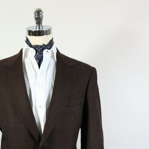 Nordstrom Sport Jacket 42R Brown Houndstooth Worsted Camel Hair Classic Fit USA